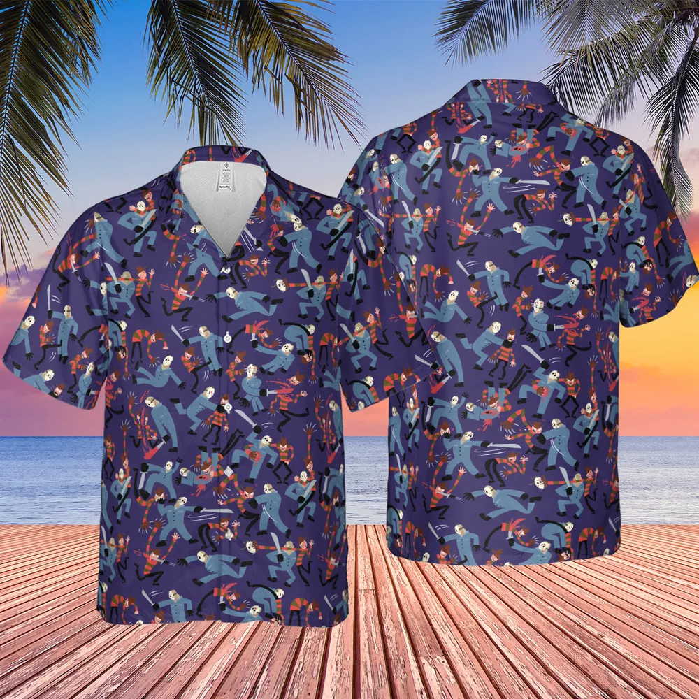 The Battle Freddy vs Jason Nightmare on Elm Street Friday the 13th Hawaiian Shirt - 2