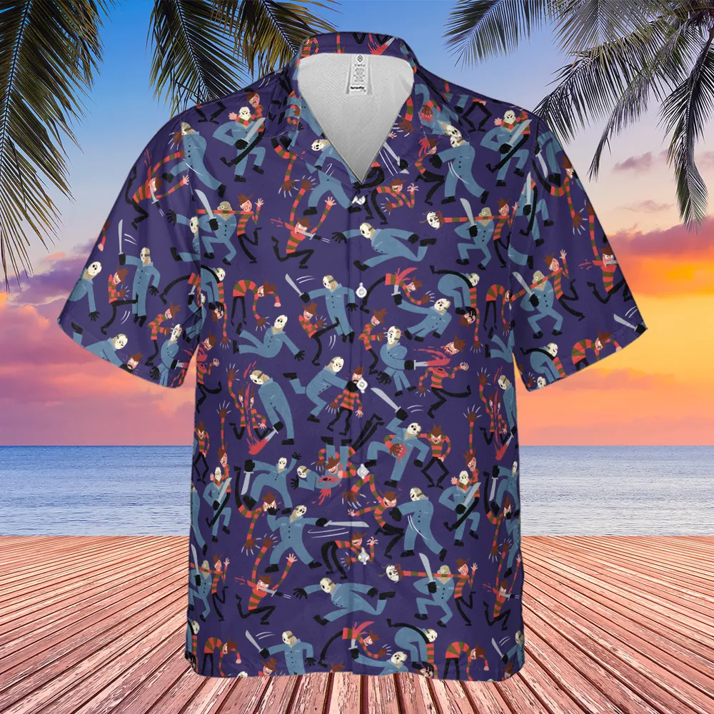 The Battle Freddy vs Jason Nightmare on Elm Street Friday the 13th Hawaiian Shirt - 4