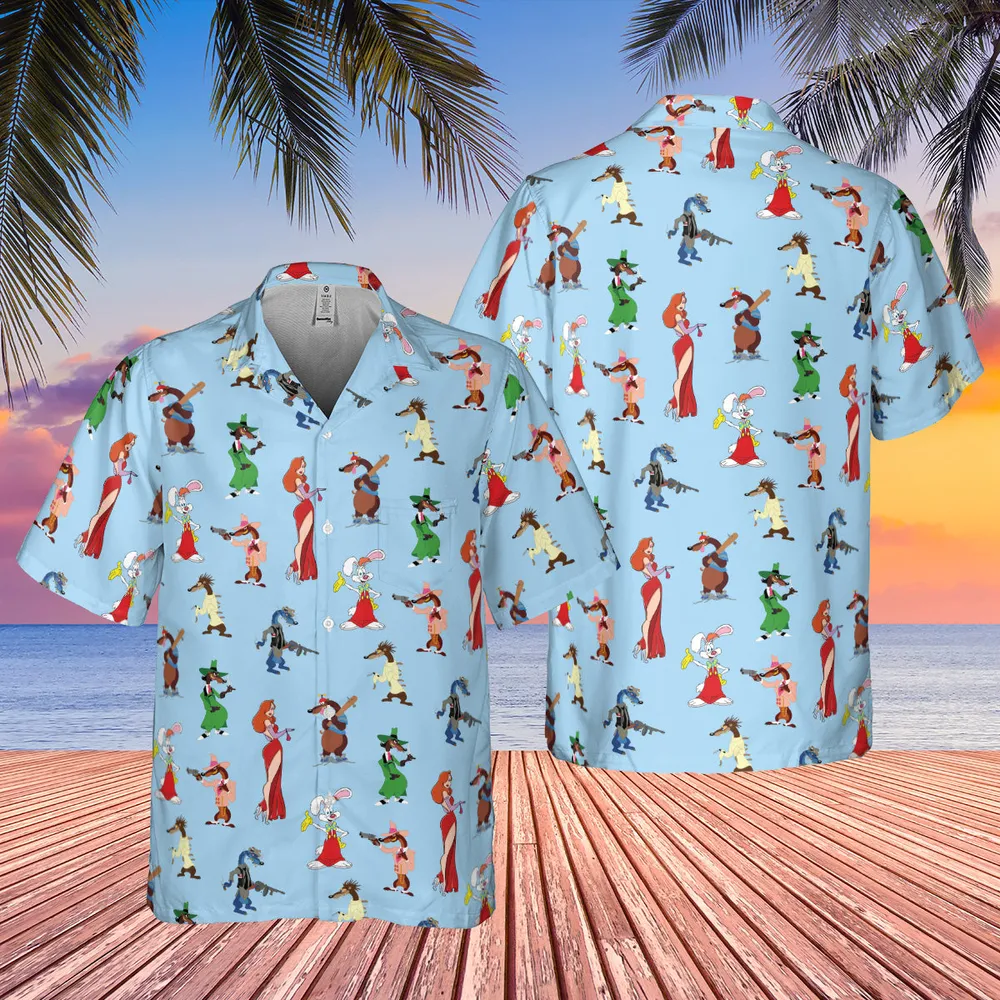 Roger Rabbit Jessica Rabbit The Weasels Who Framed Roger Rabbit Pocket Hawaiian Shirt - 3