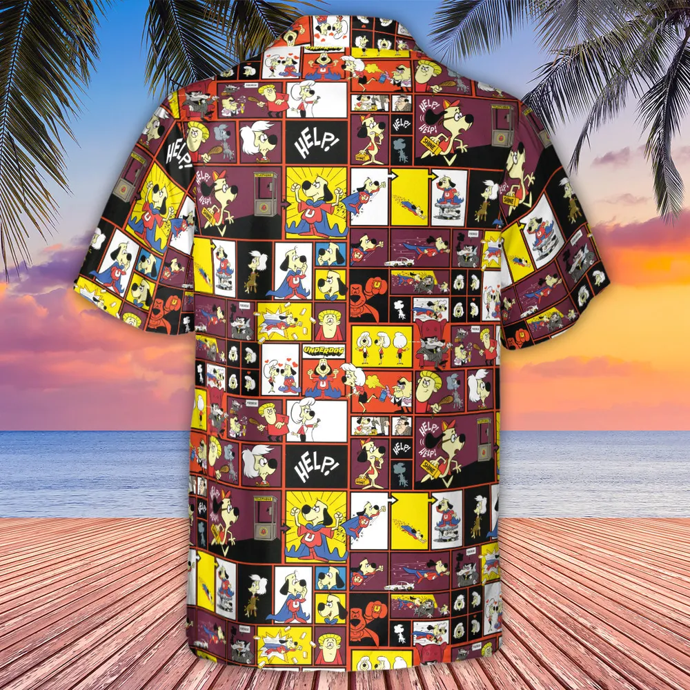 Underdog Cartoon Pattern Hawaiian Shirt - 3