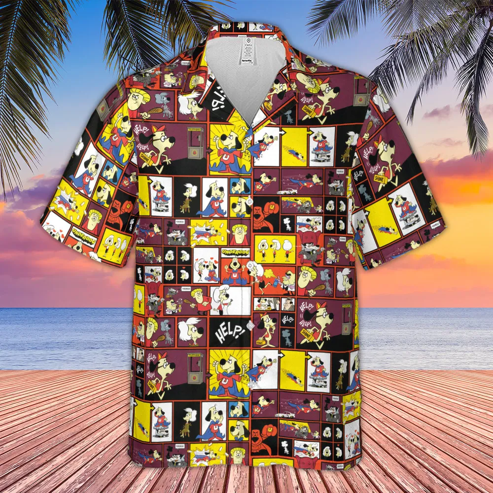 Underdog Cartoon Pattern Hawaiian Shirt - 4
