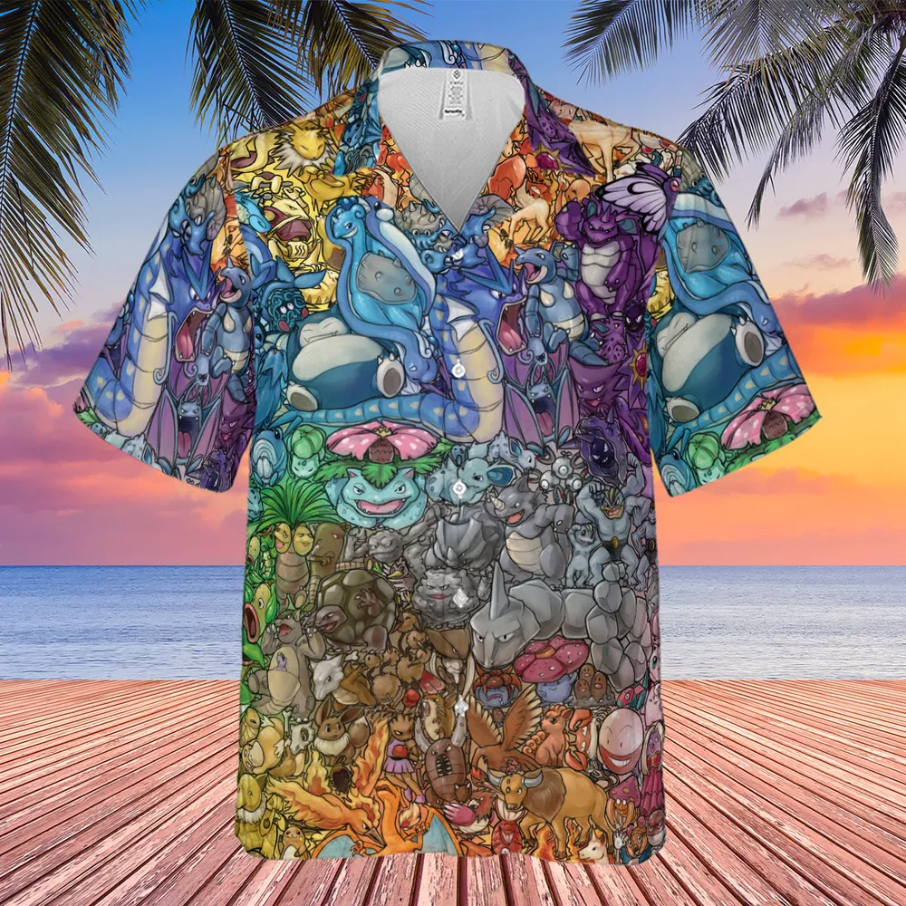 Rainbow Epic Pokemon Hawaiian Shirt - 4