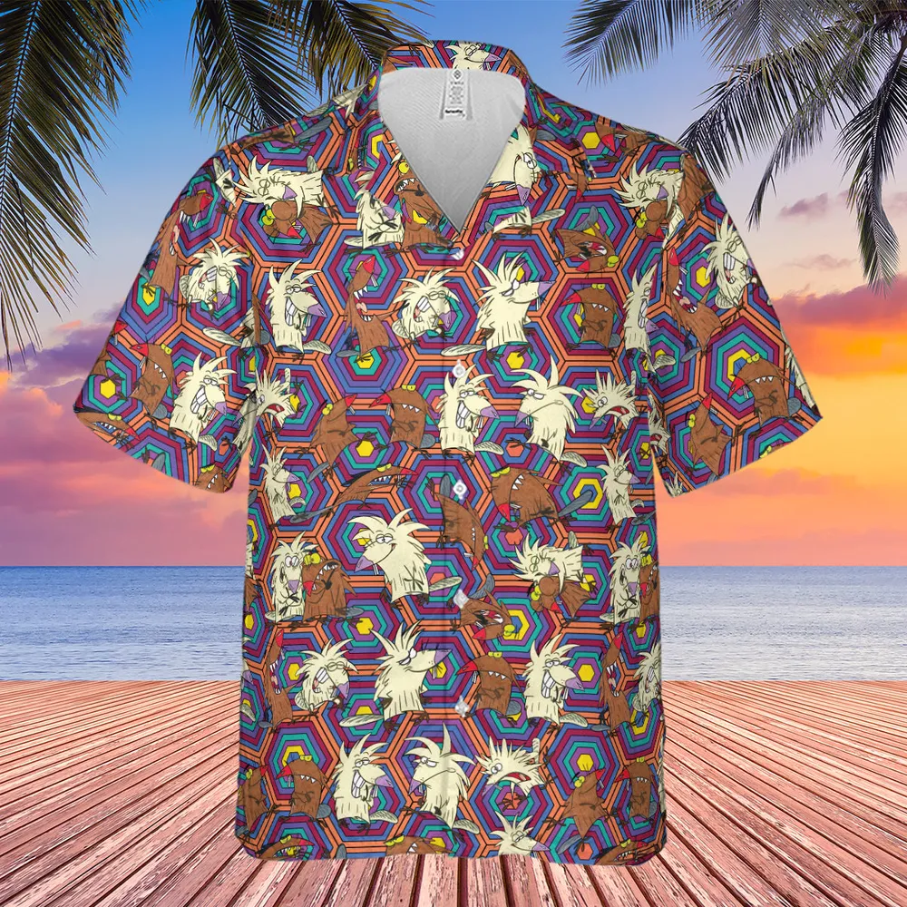 The Angry Beavers Pattern Hawaiian Shirt - 4