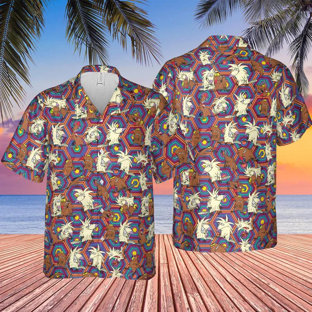 The Angry Beavers Pattern Hawaiian Shirt - 2