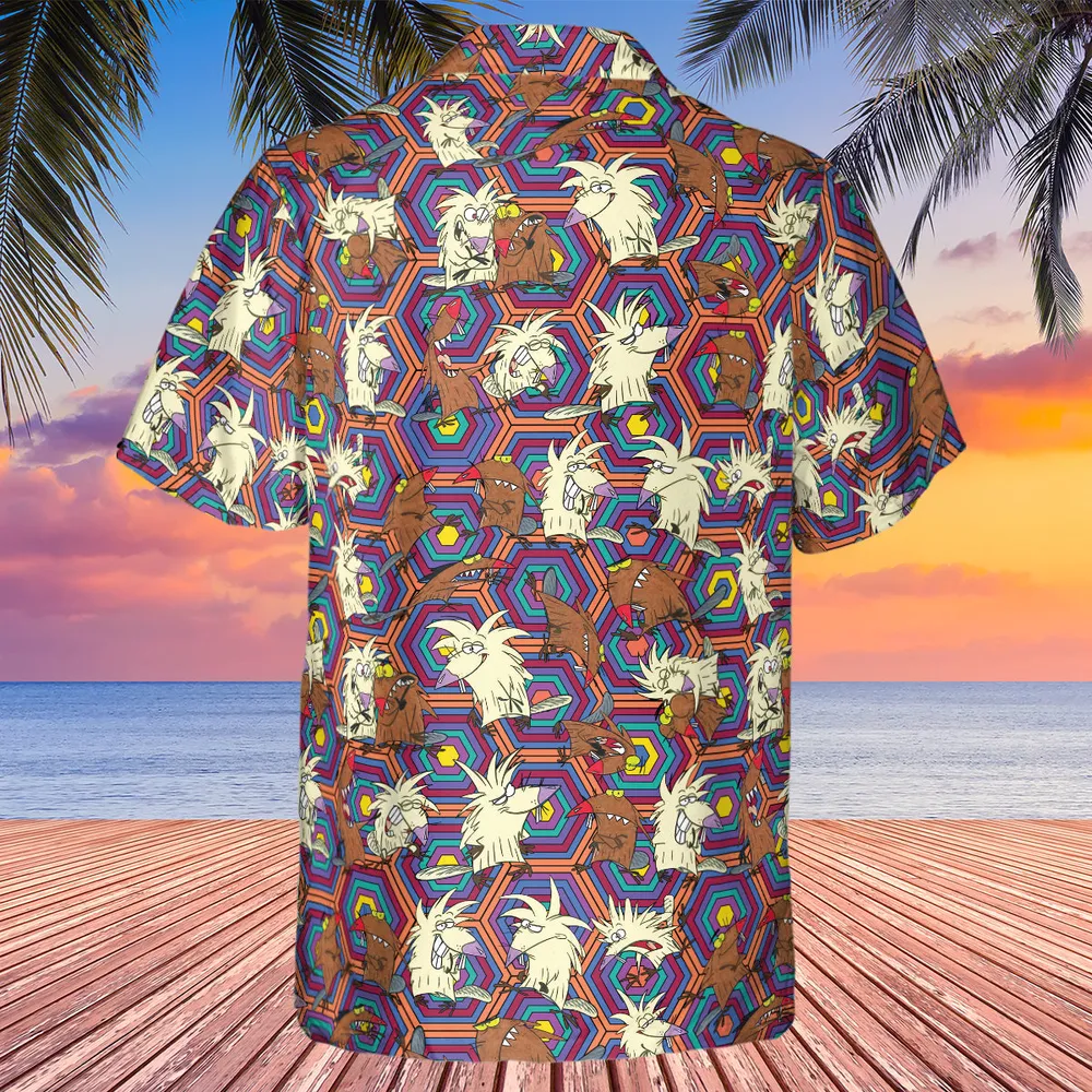 The Angry Beavers Pattern Hawaiian Shirt - 3