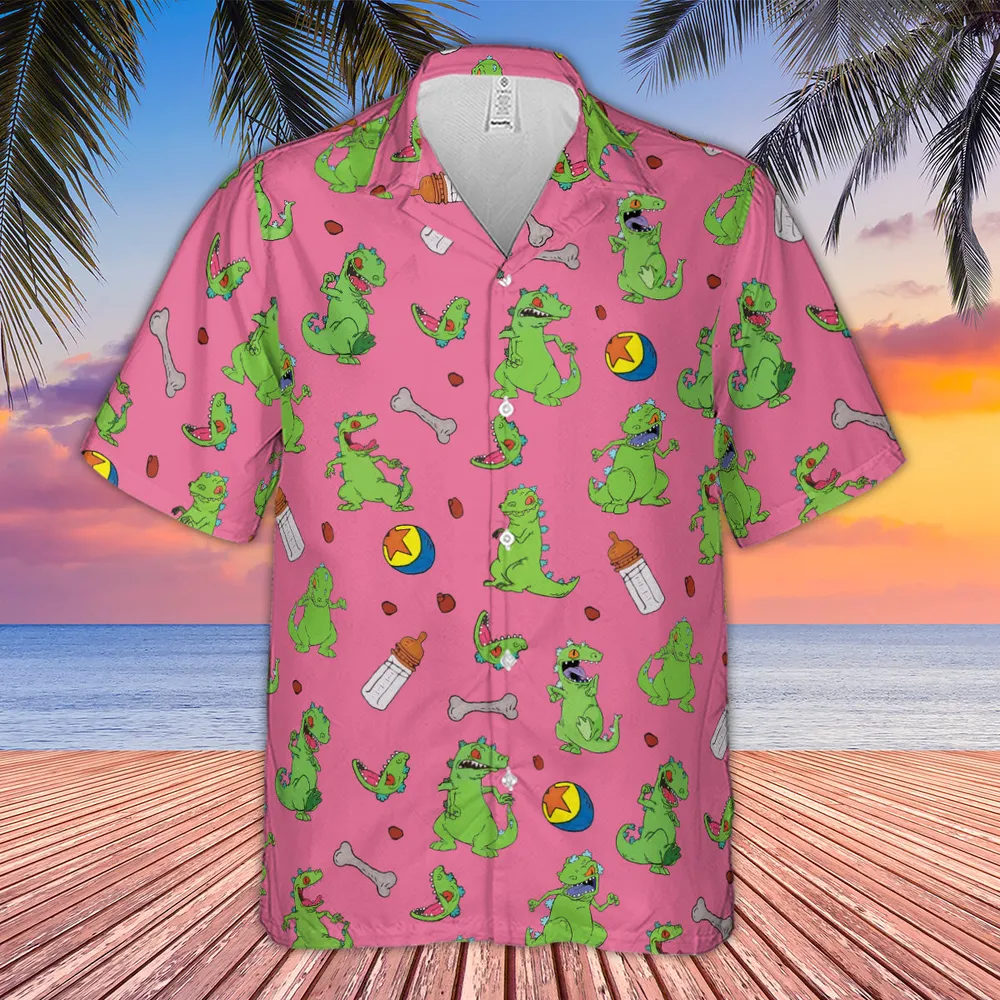 Rugrats Reptar Pattern Hawaiian Shirt - 4