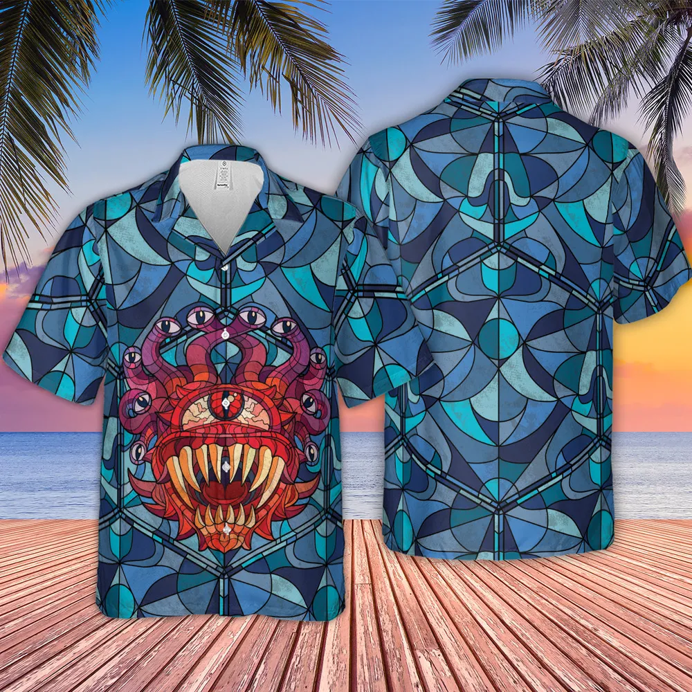 Stained Glass Monster RPG Hawaiian Shirt - 4