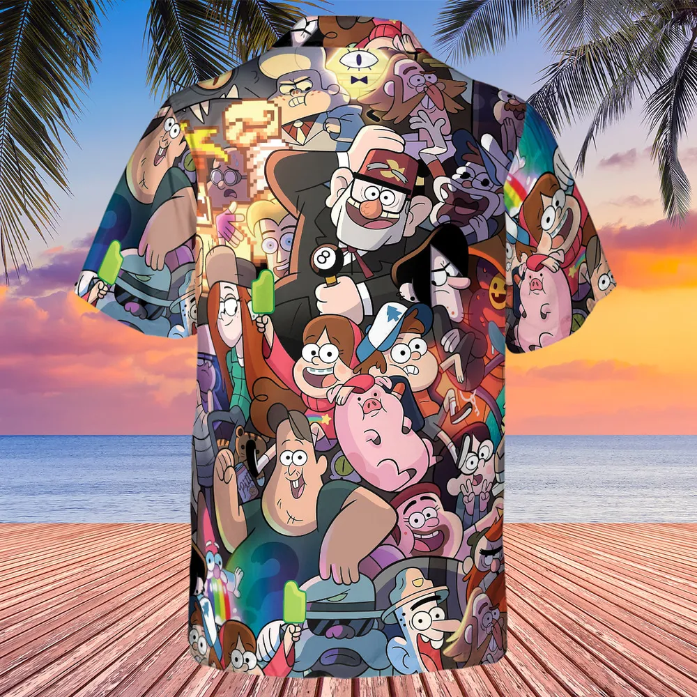 Gravity Falls Characters Pattern Hawaiian Shirt - 3
