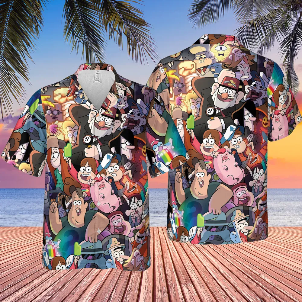 Gravity Falls Characters Pattern Hawaiian Shirt - 2