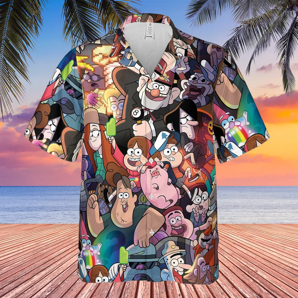 Gravity Falls Characters Pattern Hawaiian Shirt - 4