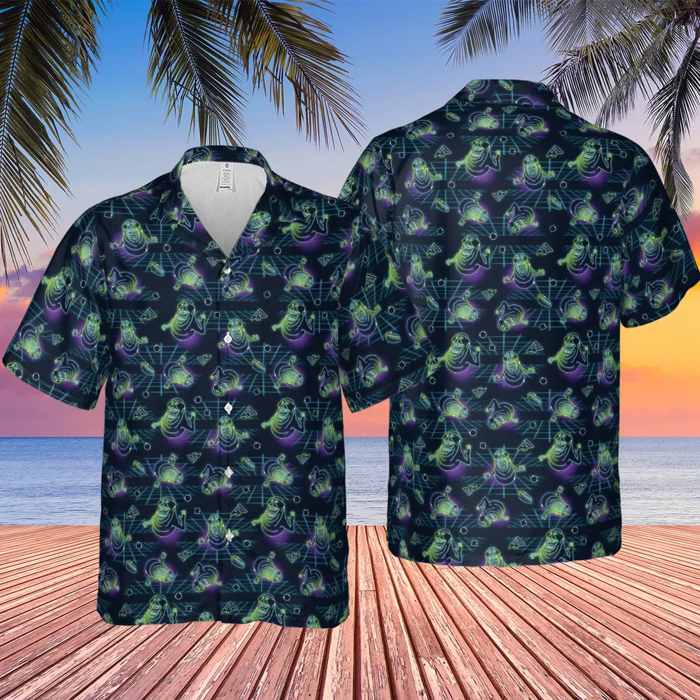 The Real Ghostbusters Slimer Classics Retro Hawaiian Shirt - 2
