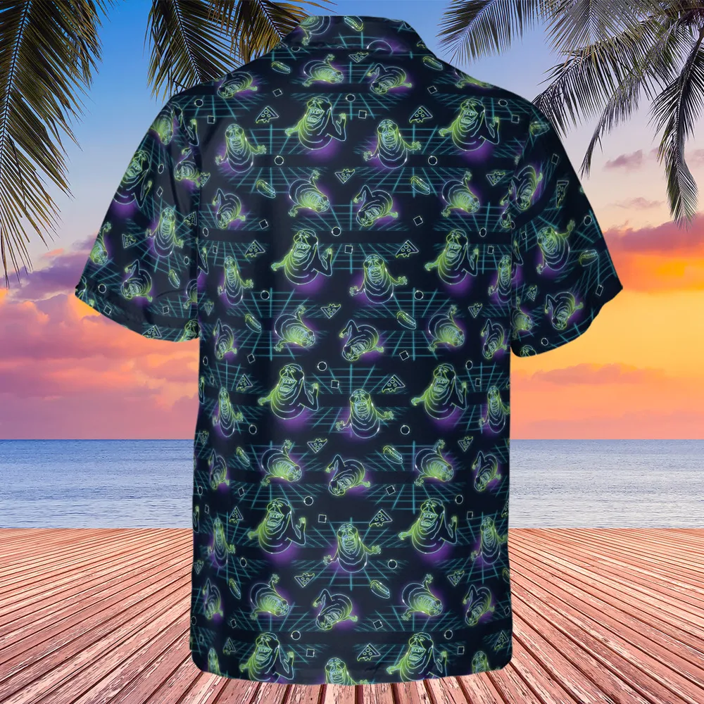 The Real Ghostbusters Slimer Classics Retro Hawaiian Shirt - 3
