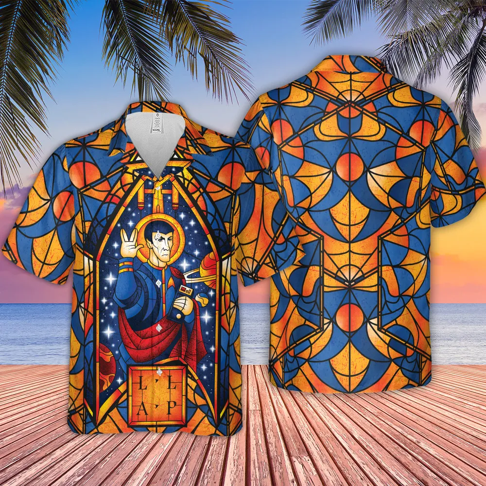 Stained Glass Star Trek Hawaiian Shirt - 4