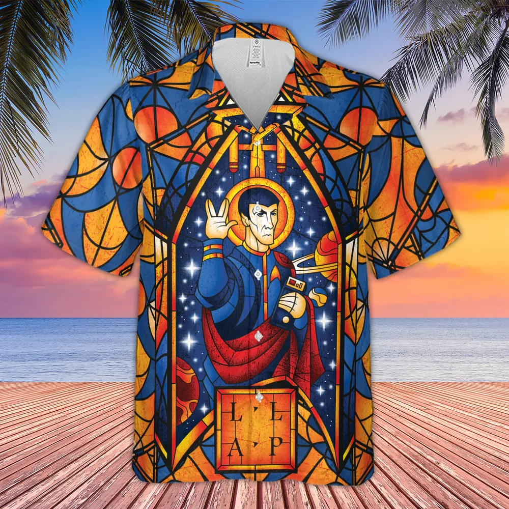 Stained Glass Star Trek Hawaiian Shirt - 3