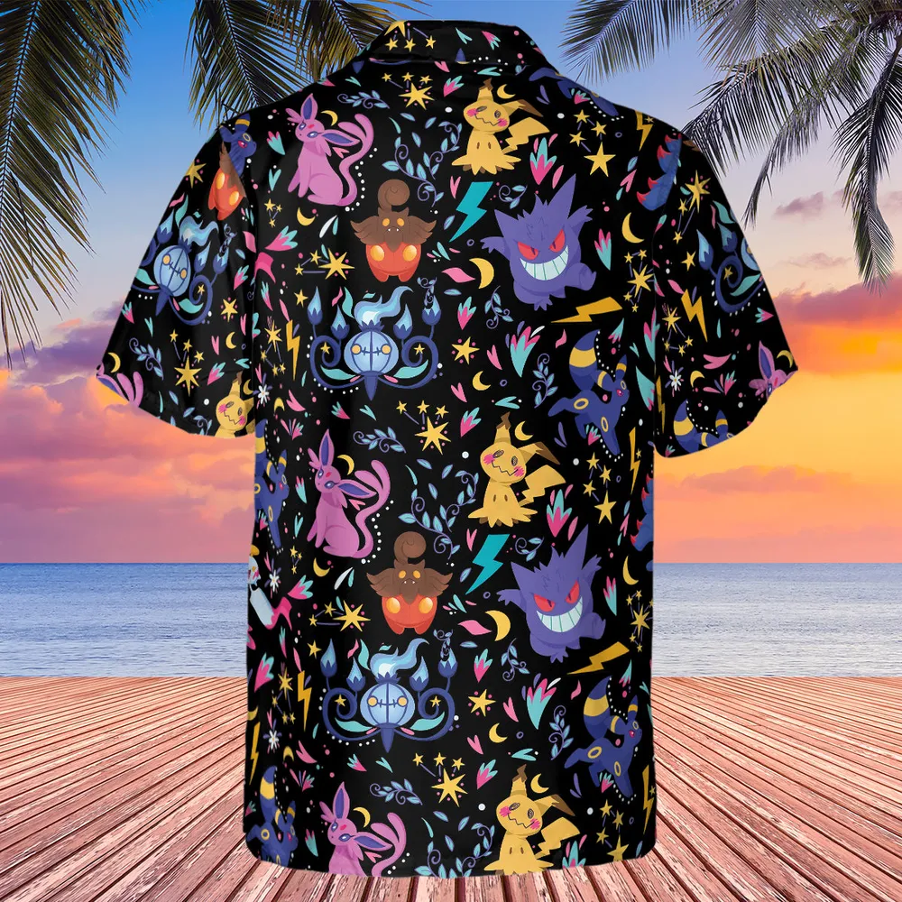 Ghost Buddies Cottagecore Pokemon Patterns Hawaiian Shirt - 3