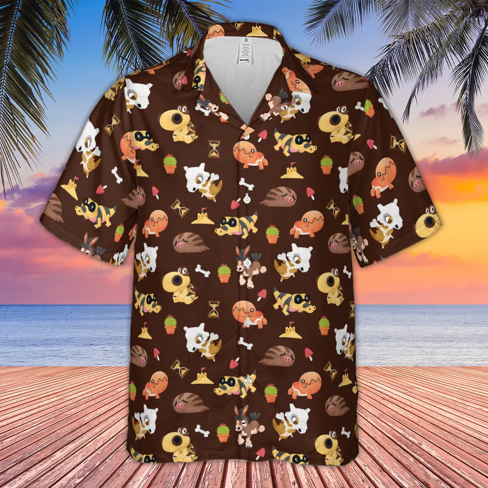 Ground Type Pokemon Pattern Hawaiian Shirt - 4