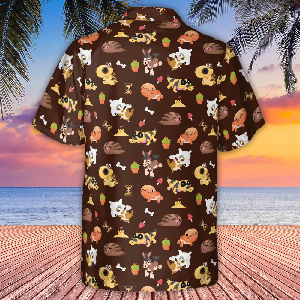 Ground Type Pokemon Pattern Hawaiian Shirt - 3