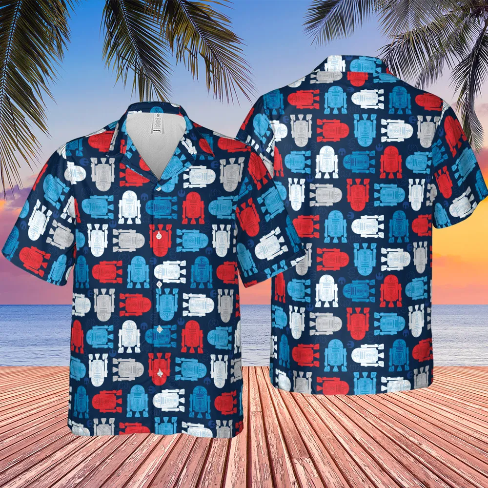 R2-D2 Star Wars 4th of July Pattern Hawaiian Shirt - 2