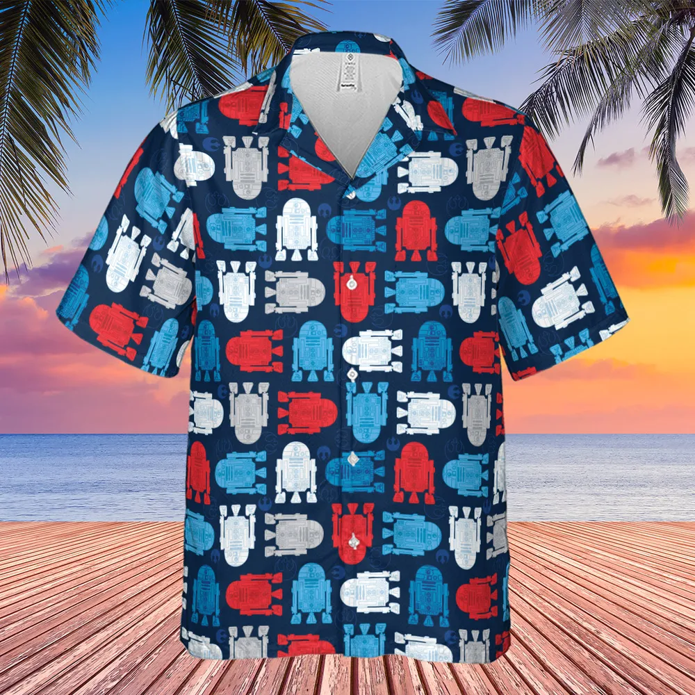 R2-D2 Star Wars 4th of July Pattern Hawaiian Shirt - 4