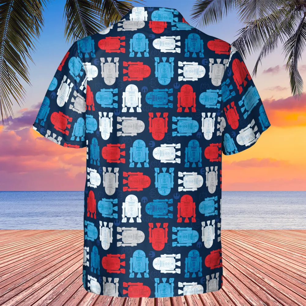 R2-D2 Star Wars 4th of July Pattern Hawaiian Shirt - 3