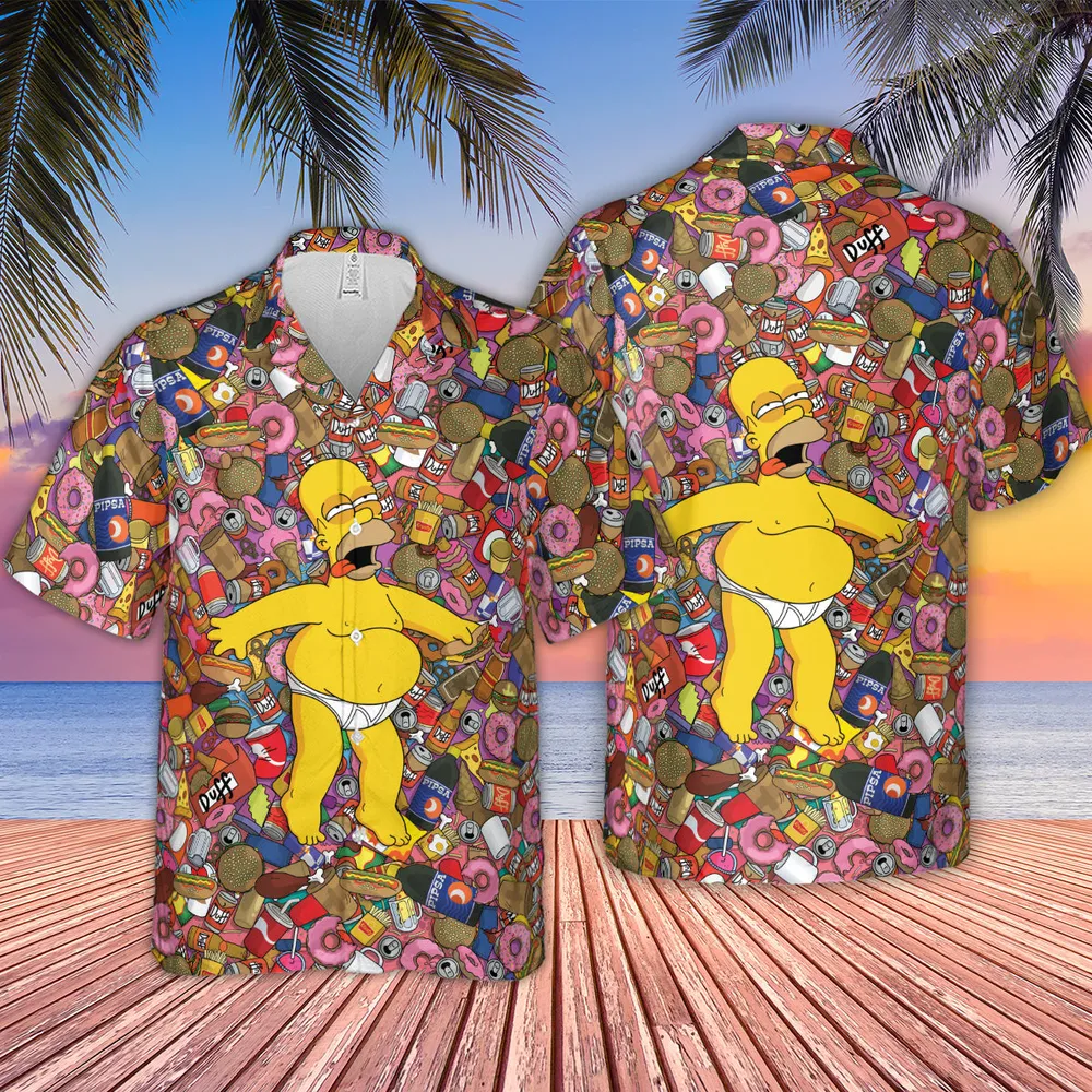 Homer Simpson Getting Drunk Duff Beer The Simpsons Hawaiian Shirt - 3