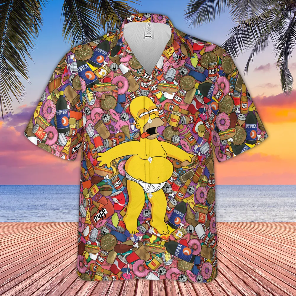 Homer Simpson Getting Drunk Duff Beer The Simpsons Hawaiian Shirt - 5