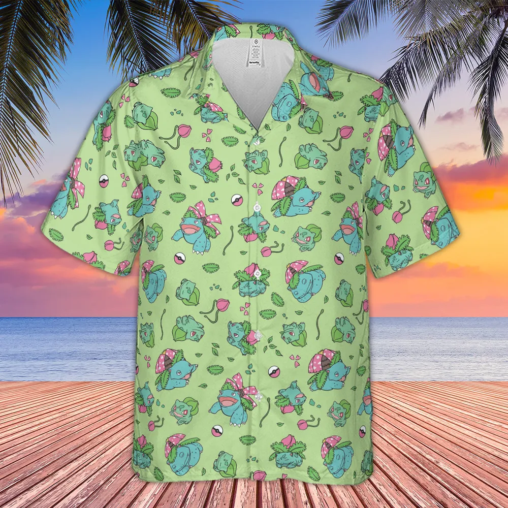 Venusaur Ivysaur and Bulbasaur Pokemon Hawaiian Shirt - 4