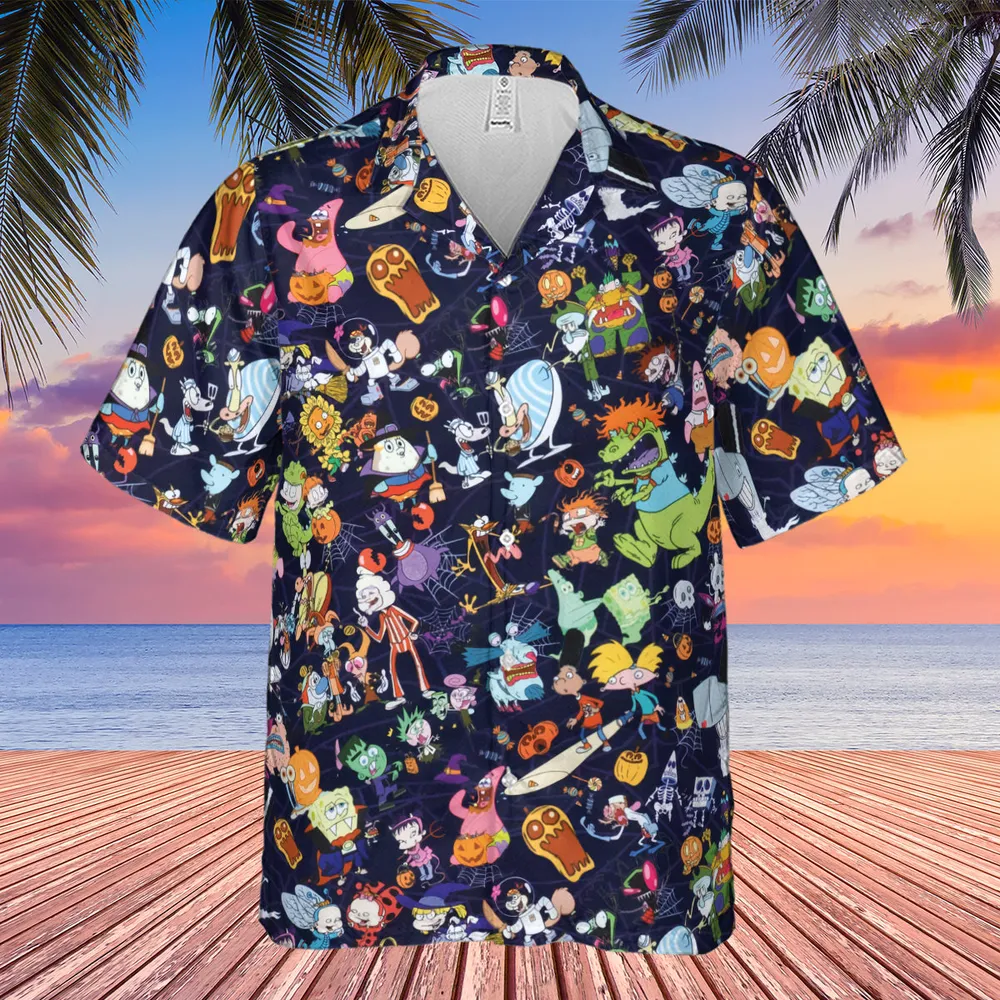 Nickelodeon Halloween Party Hawaiian Shirt - 4