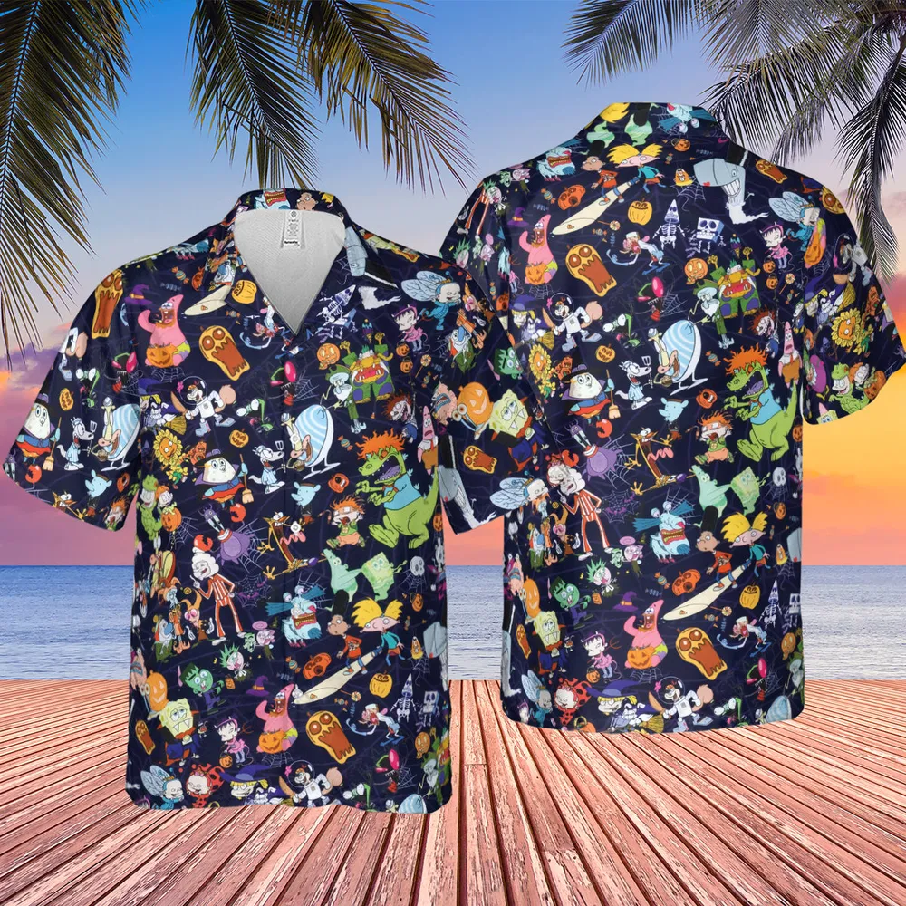 Nickelodeon Halloween Party Hawaiian Shirt - 2