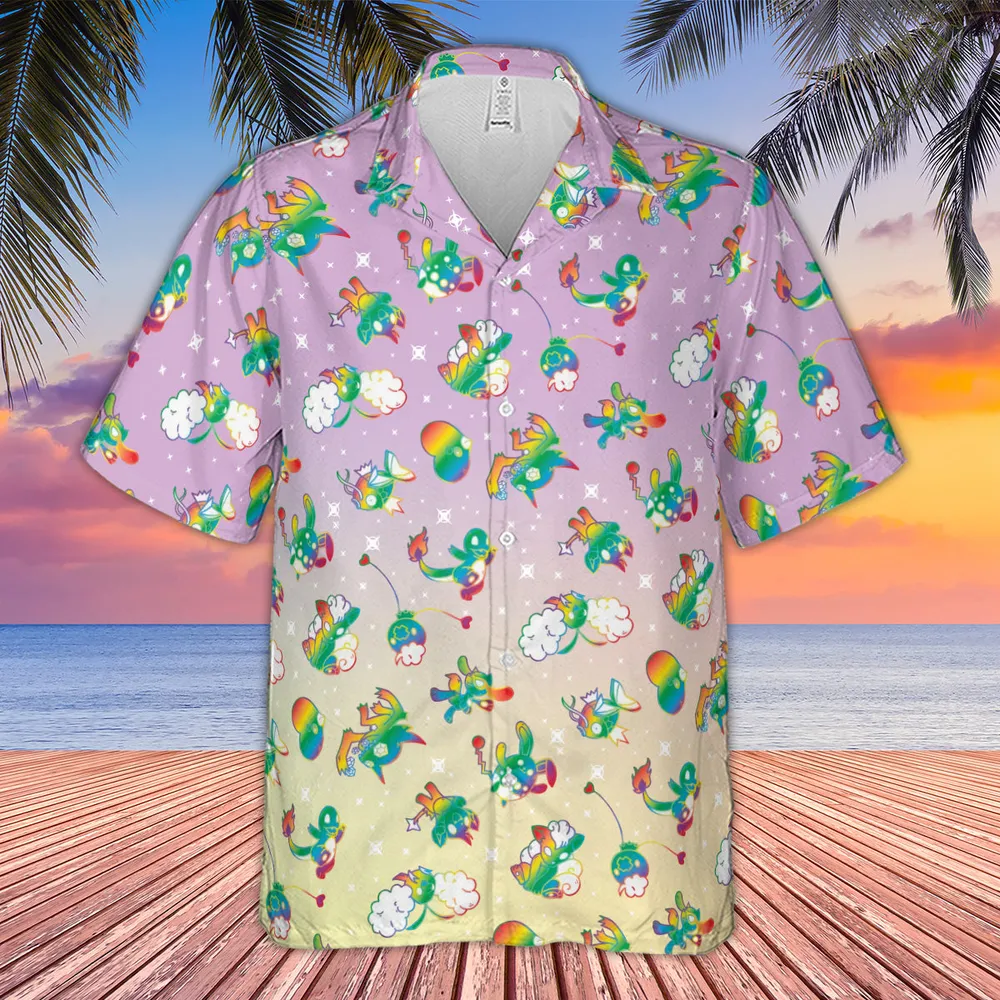 Rainbow Pokemon Pattern Hawaiian Shirt - 4