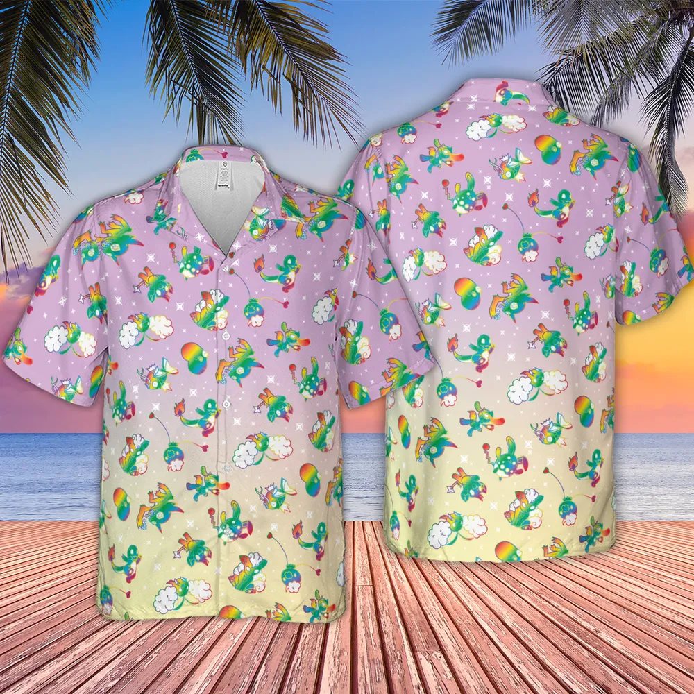 Rainbow Pokemon Pattern Hawaiian Shirt - 2