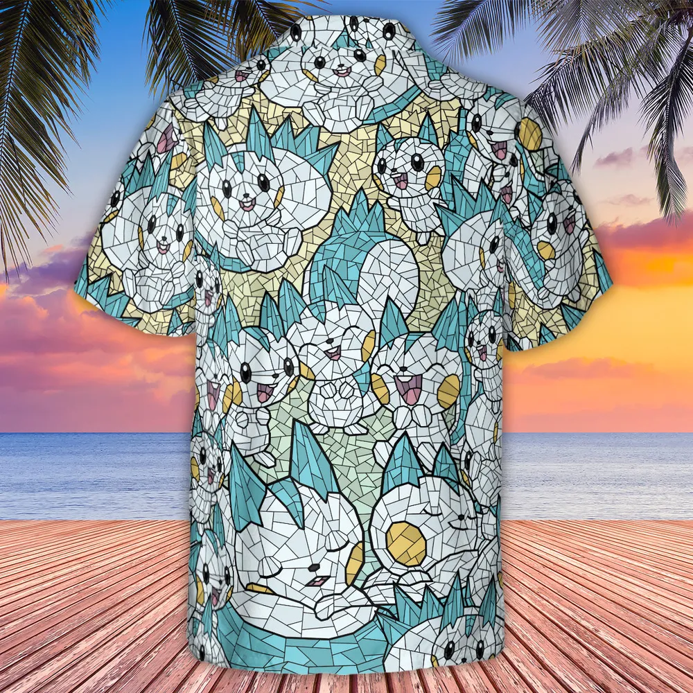 Pachirisu Stained Glass Pokemon Hawaiian Shirt - 3