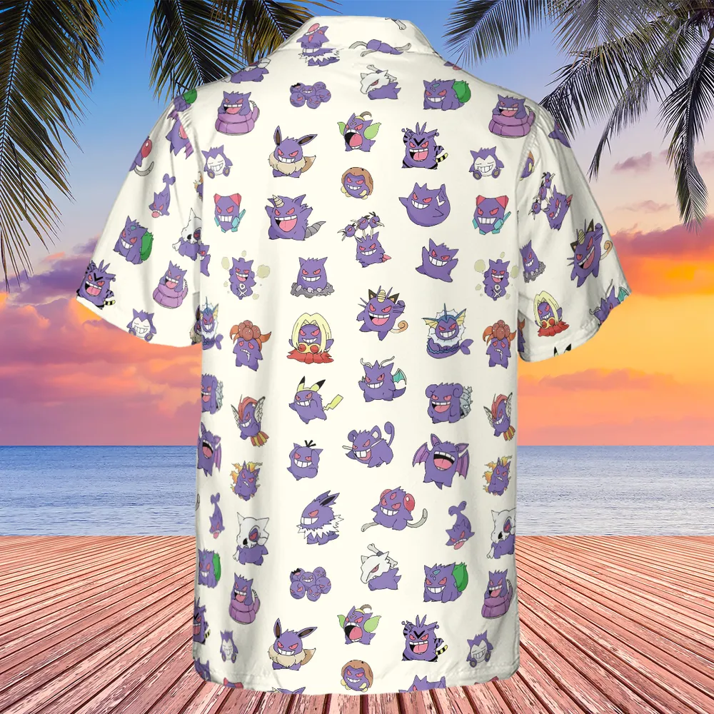Gengar Cosplay Pokemon Hawaiian Shirt - 3