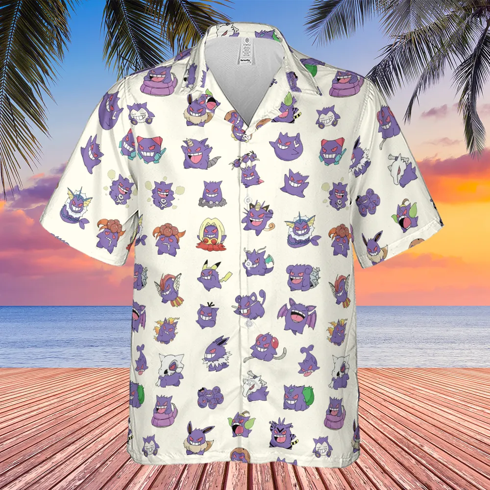 Gengar Cosplay Pokemon Hawaiian Shirt - 4