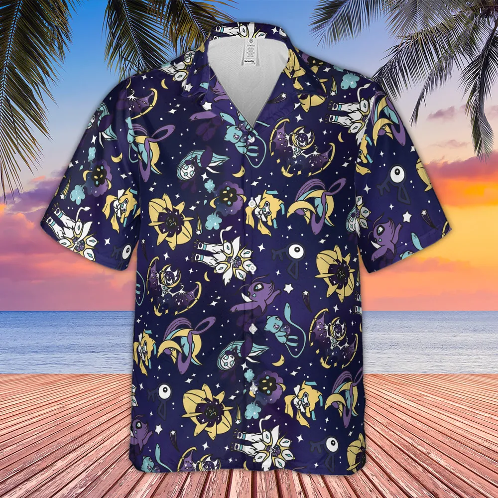 Galaxy Mew Psychic Type Pokemon Hawaiian Shirt - 4