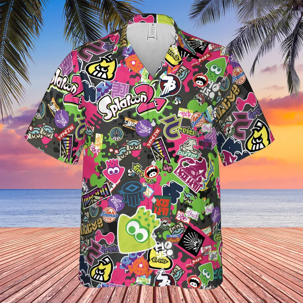 Splatoon Video Game Pattern Hawaiian Shirt - 4