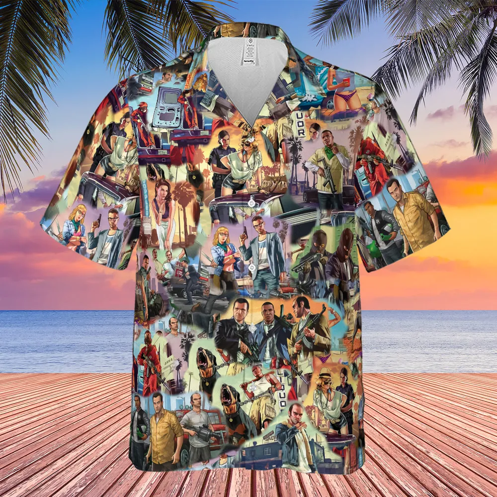 GTA Grand Theft Auto Scenes Hawaiian Shirt - 4