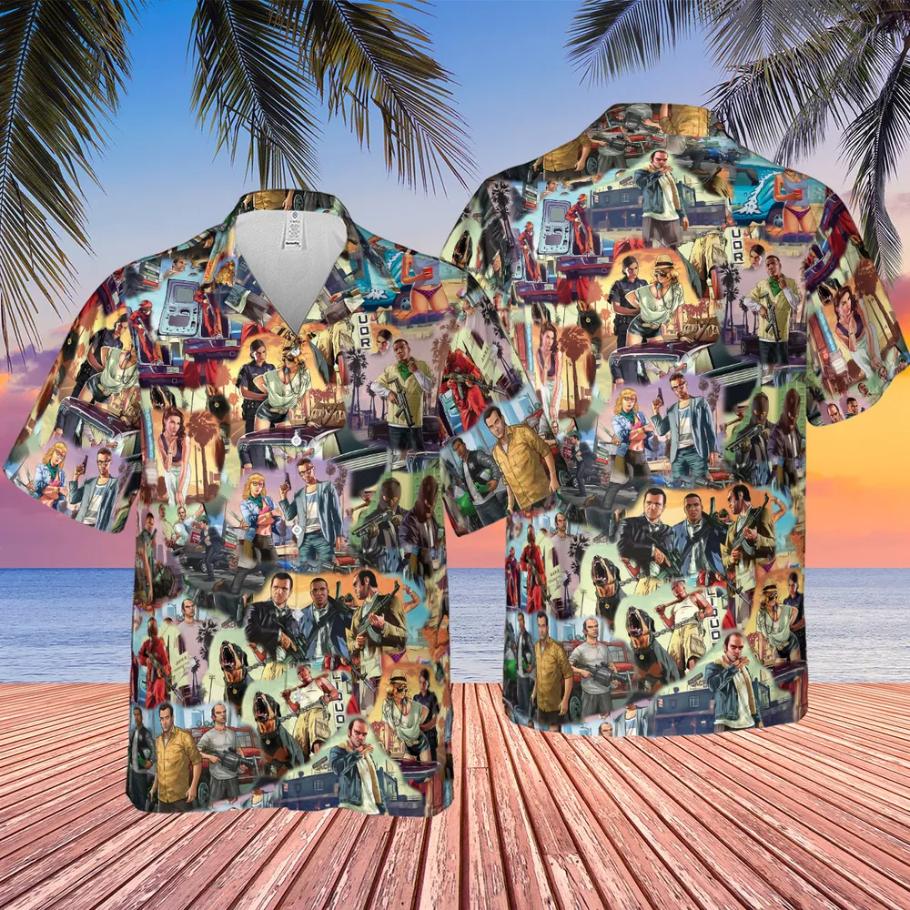GTA Grand Theft Auto Scenes Hawaiian Shirt - 2
