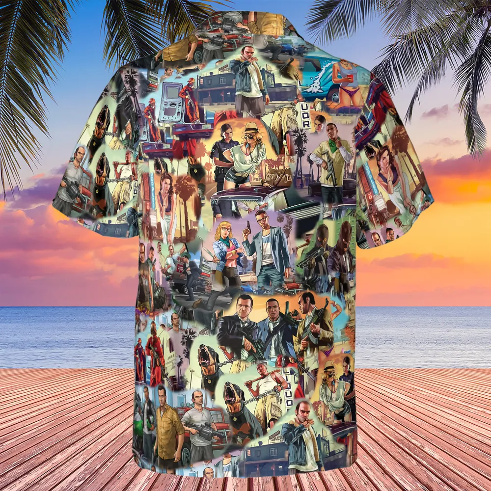 GTA Grand Theft Auto Scenes Hawaiian Shirt - 3