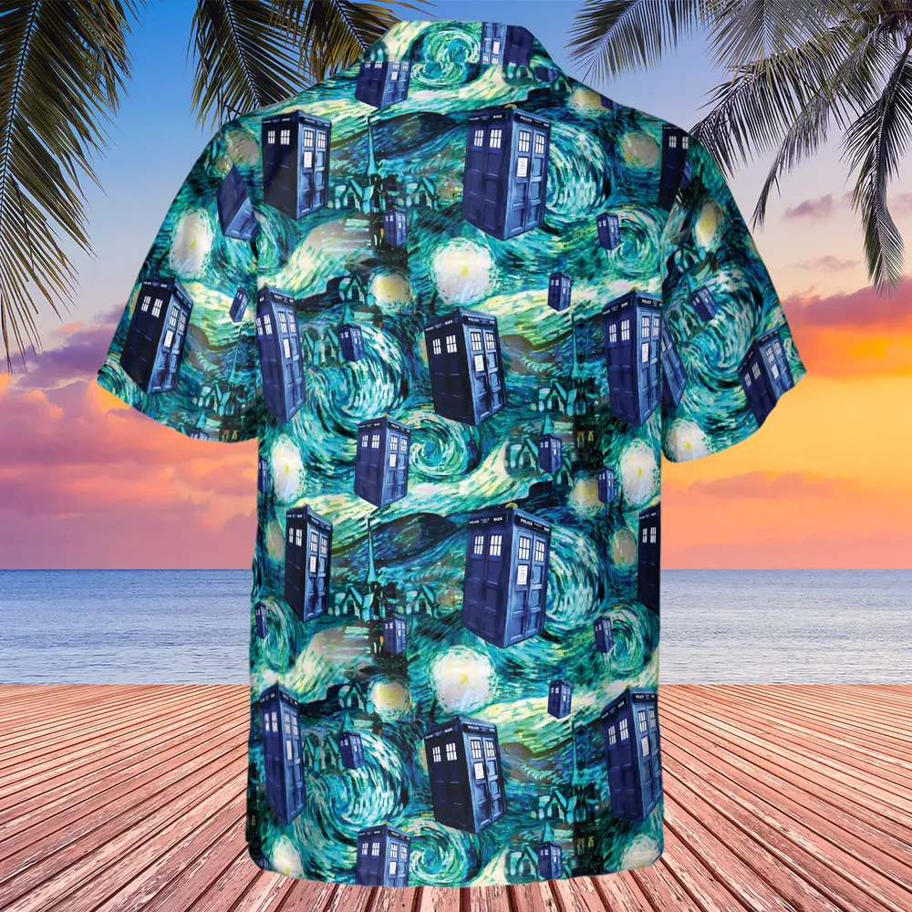 Tardis Starry Night Doctor Who Hawaiian Shirt - 3