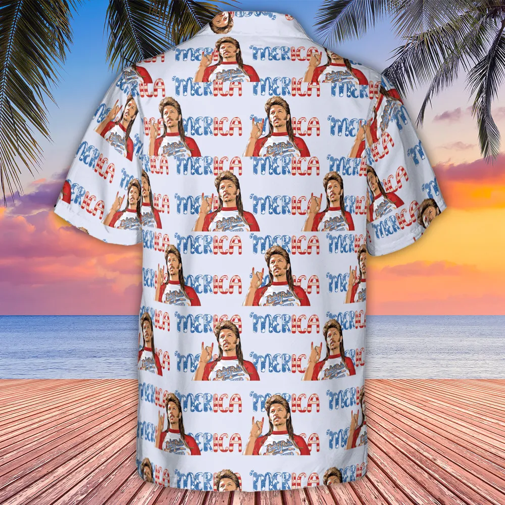 Joe Dirt 'Merica 4th Of July Pattern Hawaiian Shirt - 3
