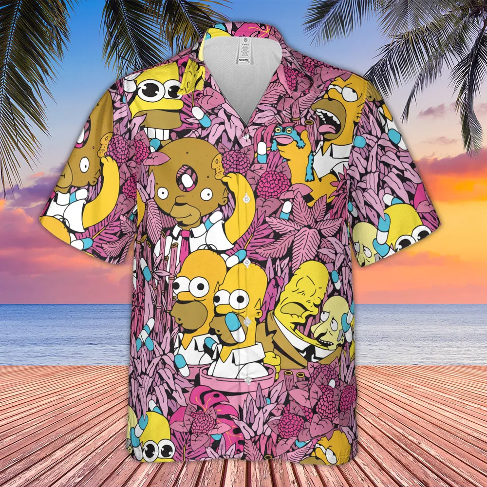 Homer Simpson In Flower Bush The Simpsons Hawaiian Shirt - 4
