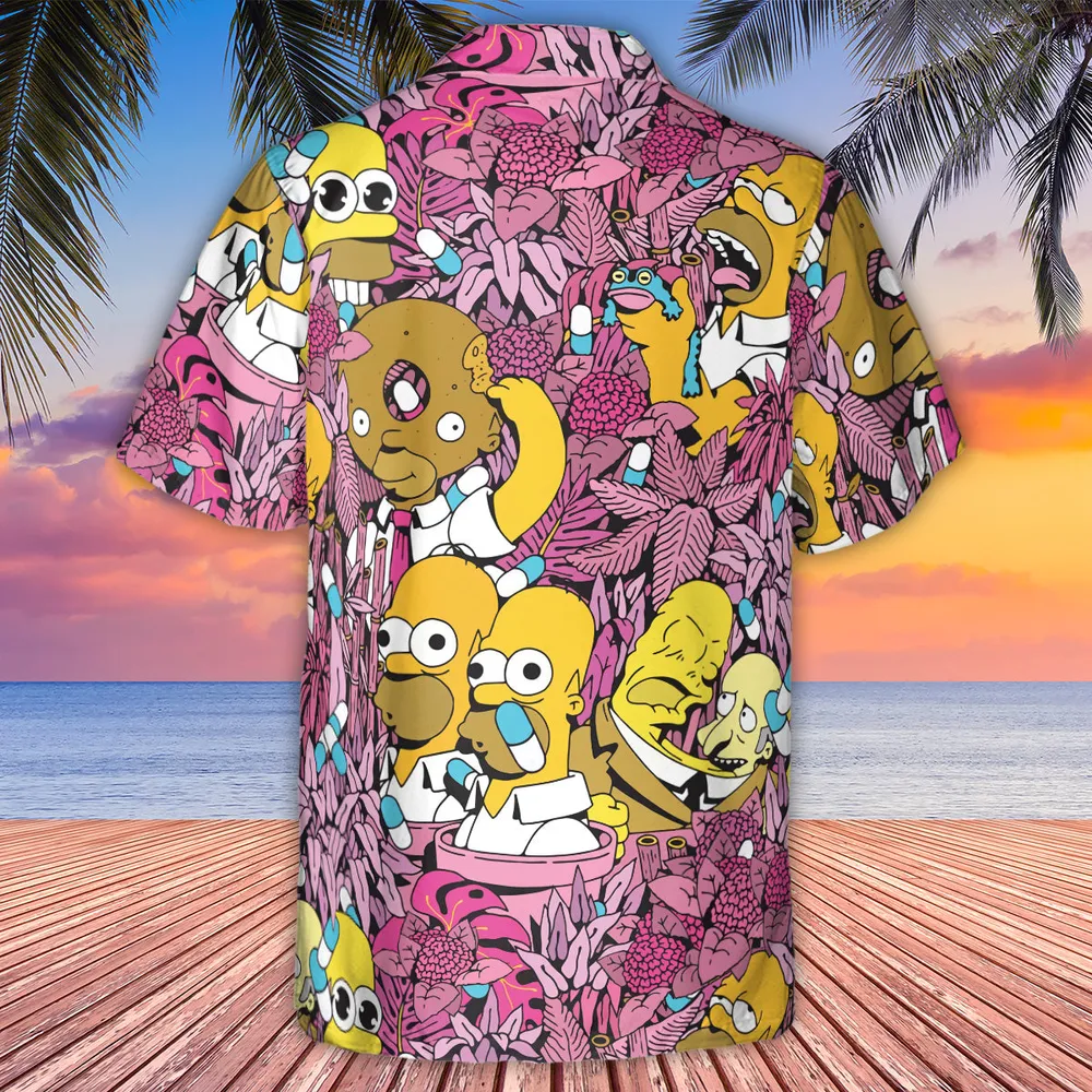 Homer Simpson In Flower Bush The Simpsons Hawaiian Shirt - 3