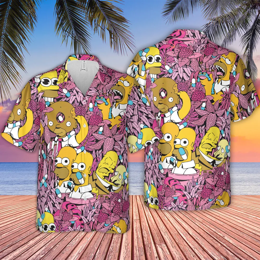 Homer Simpson In Flower Bush The Simpsons Hawaiian Shirt - 2