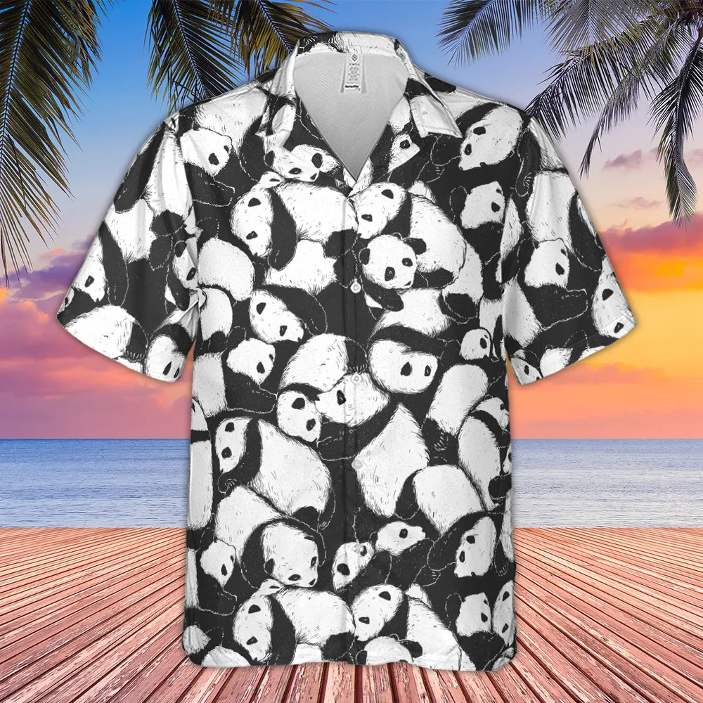 Lazy Day Panda Pattern Hawaiian Shirt - 4