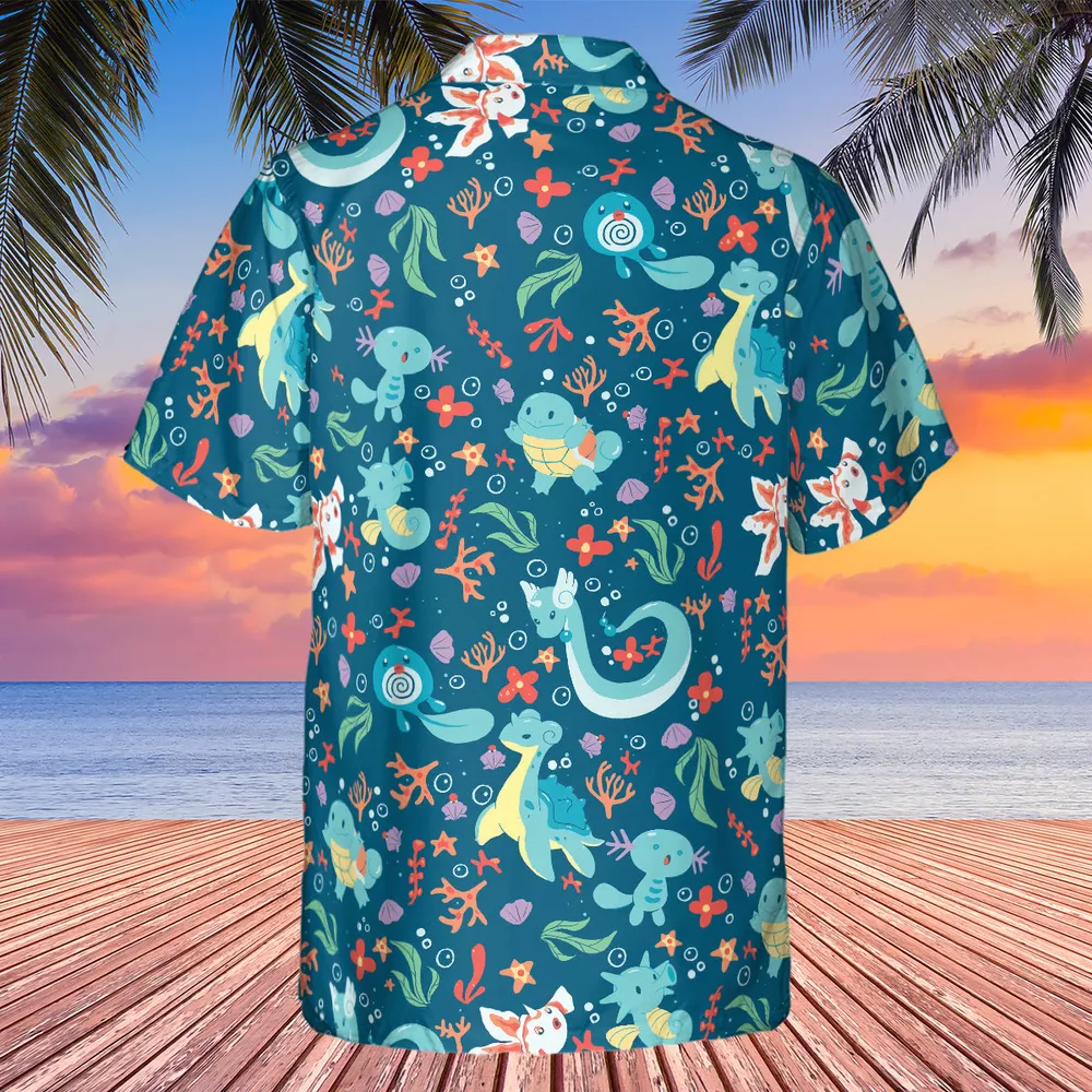 Water Pokemon Pattern Hawaiian Shirt - 2