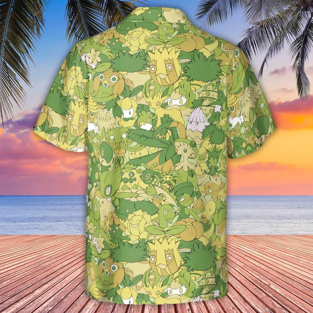 Grass Pokemon Pattern Hawaiian Shirt - 2