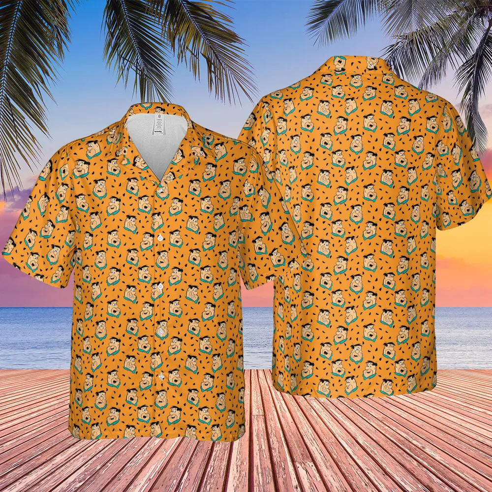 Fred Flintstone Expressions Pattern Hawaiian Shirt - 4