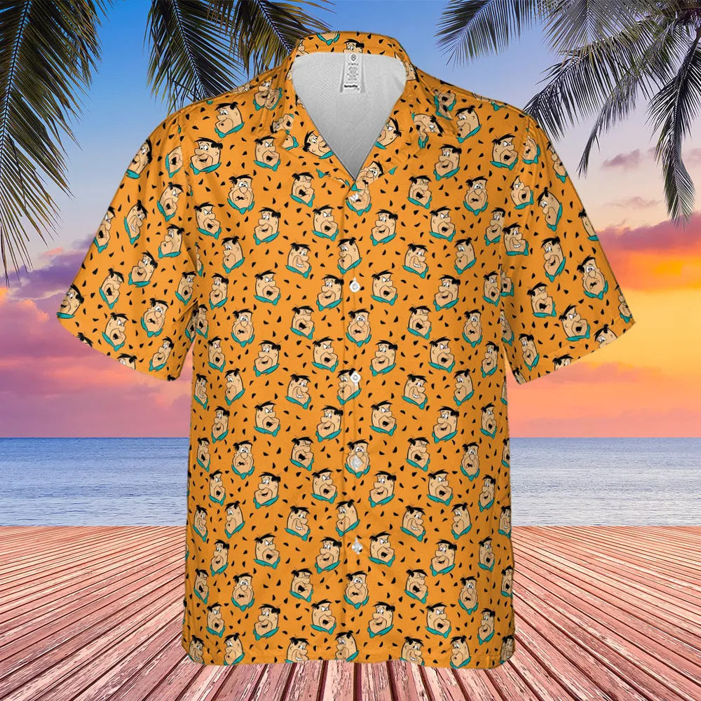 Fred Flintstone Expressions Pattern Hawaiian Shirt - 3