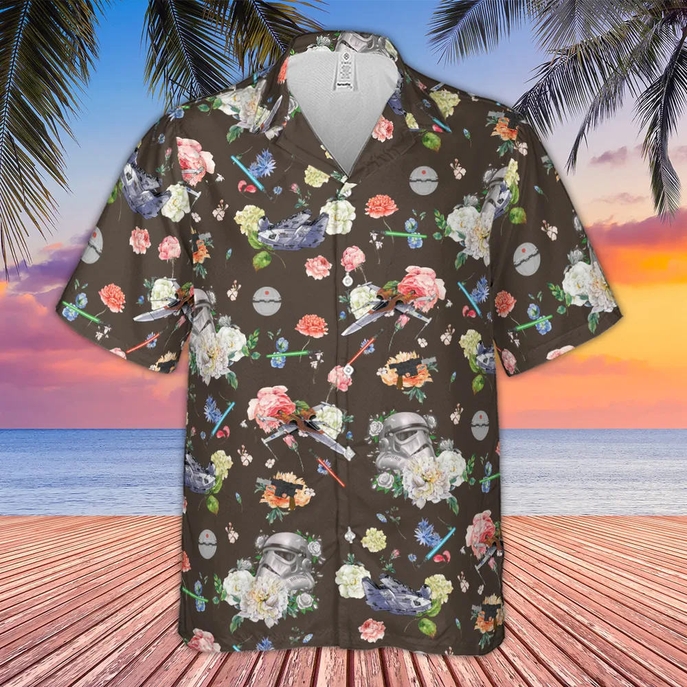 Stormtrooper Flower Vintage Pattern Hawaiian Shirt - 4